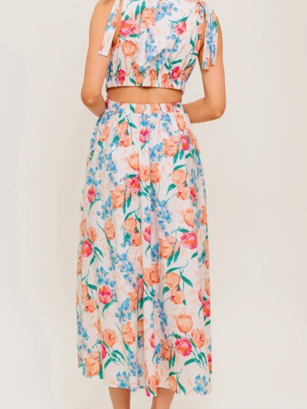NWT Flying Tomato Floral Tie Strap Midi Fit & Flare Dress. Size M - Picture 4 of 14